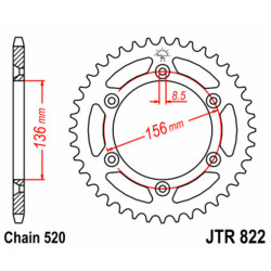 Couronne JT SPROCKETS acier standard 822 - 520