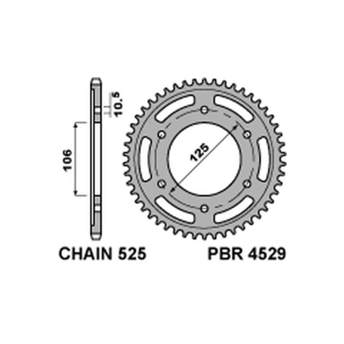 Couronne PBR acier standard 4529 - 525 - 40 dents - Tech2Roo