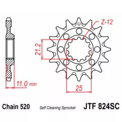 Pignon JT SPROCKETS 13 dents acier anti-boue 824 - 520
