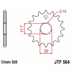 Pignon JT SPROCKETS 12 dents acier standard 564 - 520