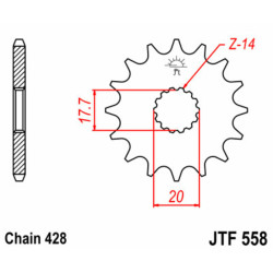 Pignon JT SPROCKETS 16 dents acier standard 558 - 428