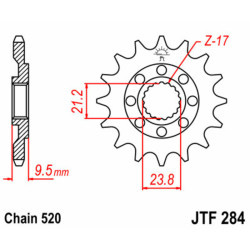 Pignon JT SPROCKETS 15 dents acier standard 284 - 520