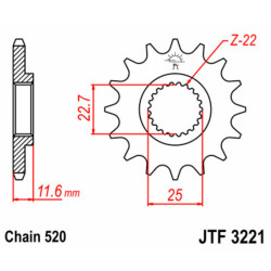 Pignon JT SPROCKETS 10 dents acier standard 3221 - 520