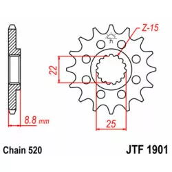 Pignon JT SPROCKETS 12 dents acier standard 1901 - 520