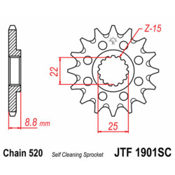 Pignon JT SPROCKETS 15 dents acier anti-boue 1901 - 520