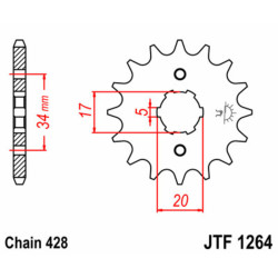 Pignon JT SPROCKETS 17 dents acier standard 1264 - 428