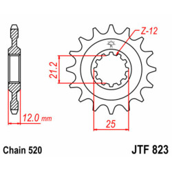 Pignon JT SPROCKETS 14 dents acier standard 823 - 520