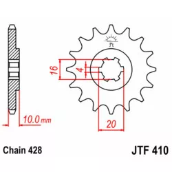 Pignon JT SPROCKETS 15 dents acier standard 410 - 428