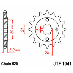 Pignon JT SPROCKETS 15 dents acier standard 1041 - 520