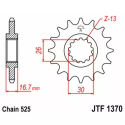 Pignon JT SPROCKETS 16 dents acier standard 1370 - 525