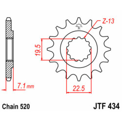 Pignon JT SPROCKETS 14 dents acier standard 434 - 520