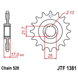 Pignon JT SPROCKETS 15 dents acier standard 1381 - 520