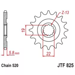 Pignon JT SPROCKETS 13 dents acier anti-boue 825 - 520