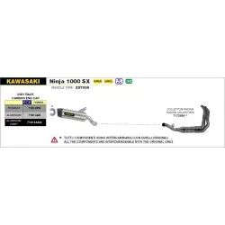 Silencieux INDY RACE ARROW 71914AKN aluminium dark (noir) embout Carbone pour Kawasaki Ninja 1000 SX / Tourer 2020 et +