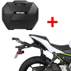 Pack valises Shad SH38X carbone + supports 3P pour Kawasaki Z650 2016 et +, Ninja 650 2018-2022