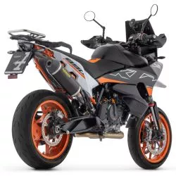 Silencieux RACE-TECH ARROW 71904AKN aluminium "dark" noir embout Carbone pour KTM 790 Adventure / R 19 et +, 890 Adventure 21 et