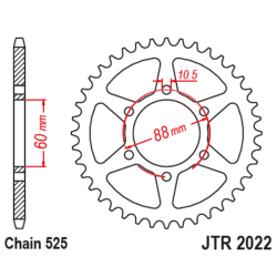 Couronne JT SPROCKETS acier standard 2022 - 525