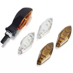 Clignotants MASA à ampoules PUIG 4871, homologués, COURT, Noir, tulipe ambre + tulipe fumée + tulipe laser