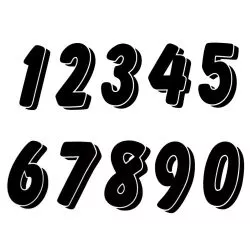 Kit stickers Pyramid BRA0501 numéros racing 0 à 9 - 3D Noirs