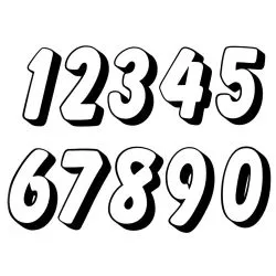 Kit stickers Pyramid BRA0503 numéros racing 0 à 9 - 3D Noir et blanc