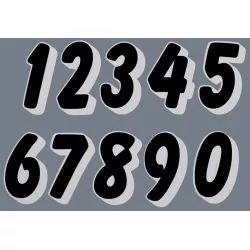 Kit stickers Pyramid BRA0502 numéros racing 0 à 9 - 3D Noir et blanc