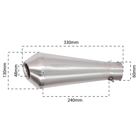 Silencieux racing universel Megaphone SPARK, inox brosse, diamètre 60mm + DB Killer