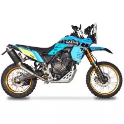 Silencieux Spark DAKAR finition Dark Style + raccord, position latérale haute homologué - Yamaha 700 Ténéré 2019-2021 