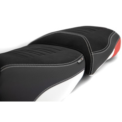 Selle confort Isotta couleur BLANC BLEU ROUGE pour BMW R 1200 / 1250 GS et GS Adventure