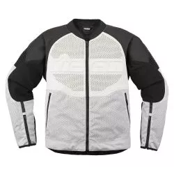 Blouson moto ICON Overlord3 cuir blanc