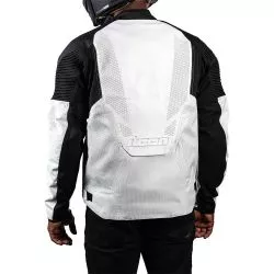 Blouson moto ICON Overlord3 cuir blanc