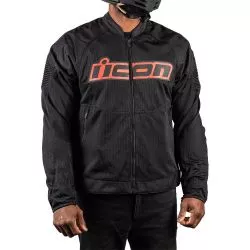 Blouson moto ICON Overlord3 Mesh Noir Rouge