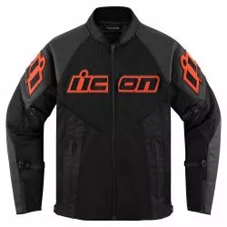 Blouson moto ICON AF Cuir / Mesh Noir Rouge