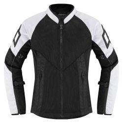 Blouson moto Femme ICON Mesh AF Blanc Noir