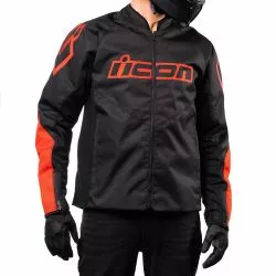 Blouson moto ICON Hooligan CE Noir Rouge