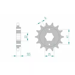 Pignon AFAM acier standard 20506 - 525