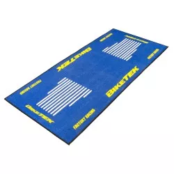 Tapis Moto Bleu / Blanc / Jaune pour garage, atelier, paddock ou showroom