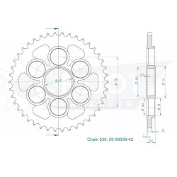 Esjot - Couronne Acier Ducati - 530 - 40 Dents - Made in Germany