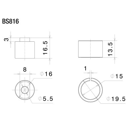 Adaptateur BS816B pour rétroviseurs embouts de guidon Rizoma