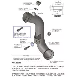Tube suppresseur de catalyseur non homologué 80046 pour silencieux origine et LeoVince
