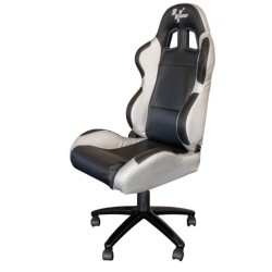 Fauteuil / Siège type paddock pilote MotoGP aux couleurs MotoGP noir, argent et effet carbone