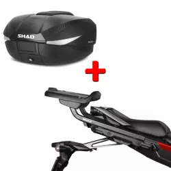 Pack top case complet : support Shad 3P system et top case SHAD SH58X eXpendable pour votre moto