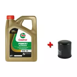 Pack vidange Castrol - Huile racing 4T 10W50 POWER 1 ULTIMATE 4L - 100% synthèse (4l) + filtre à huile offert