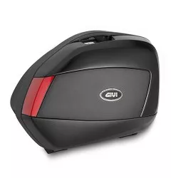 Paire de valises latérales MONOKEY V35N GIVI 35 litres noir avec enjoliveur noir gaufré et catadioptres rouges