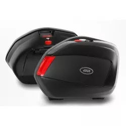 Paire de valises latérales MONOKEY V35N GIVI 35 litres noir avec enjoliveur noir gaufré et catadioptres rouges