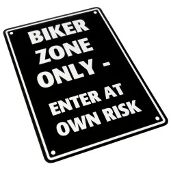 Plaque alu décorative Biker Zone Only pour garage