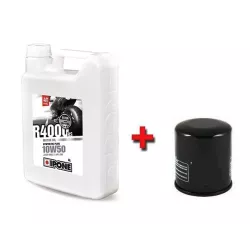 Pack vidange Ipone - Huile 4T 10w50 R4000RS (4l) - Semi-synthèse plus + filtre à huile