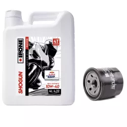 Pack vidange Ipone - Huile racing 4T 10w40 Shogun (4L) - 100% synthèse + filtre à huile offert