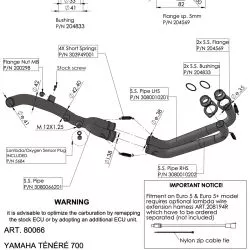 Collecteur décatalyseur racing 80066 pour échappement LeoVince et origine sur Yamaha XTZ700 Ténéré 2019 et +