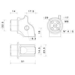 Adaptateurs kit de montage PE787B pour repose-pieds pilote Rizoma