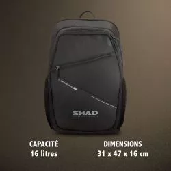 Sac à dos Touring SHAD SL86, volume 16 Litres + poche zippée pour casque